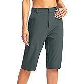 G Gradual Women's Long Hiking Cargo Shorts 13" Knee Length Lightweight Quick Dry Bermuda Shorts for Women with 5 Pockets(Dark Grey,S)