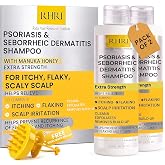 RHRI Psoriasis Shampoo Salicylic Acid 3% Seborrheic Dermatitis, Pack of 2 | Itchy Scalp Treatment with Manuka Honey, Medicated Dandruff Shampoo for Flaking and Scaling, 2 Bottles