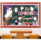 Halloween Bulletin Board Decorations Spooky Ghost Pumpkin Bat Castle Paper Cutouts Halloween Party Decorations for Classroom School Holiday Wall Decor Supplies