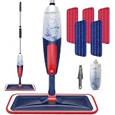 Spray Mops for Hardwood Floor Cleaning: Wet Flat Mop for Wood Tile Laminate | 5 Washable Microfiber Pads fit for Swiffer PowerMop, Refillable Bottle, Wet Dry Use for Vinyl Marble Home Kitchen Floors