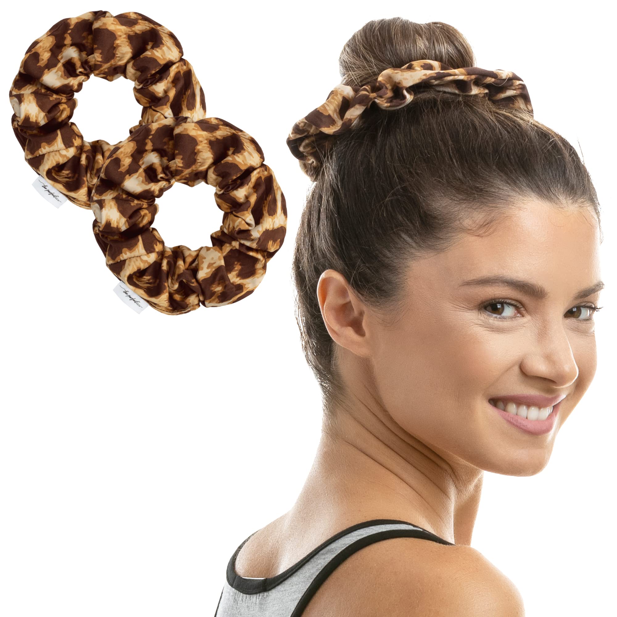 Microfibre Hair Drying Towel Scrunchies by The Perfect Haircare,Anti-Frizz & Silky Smooth,Ponytail,Bun Holder,Quick Drying & Absorbent,for Curly, Wavy, Long & Short Hair (Leopard) — image 1