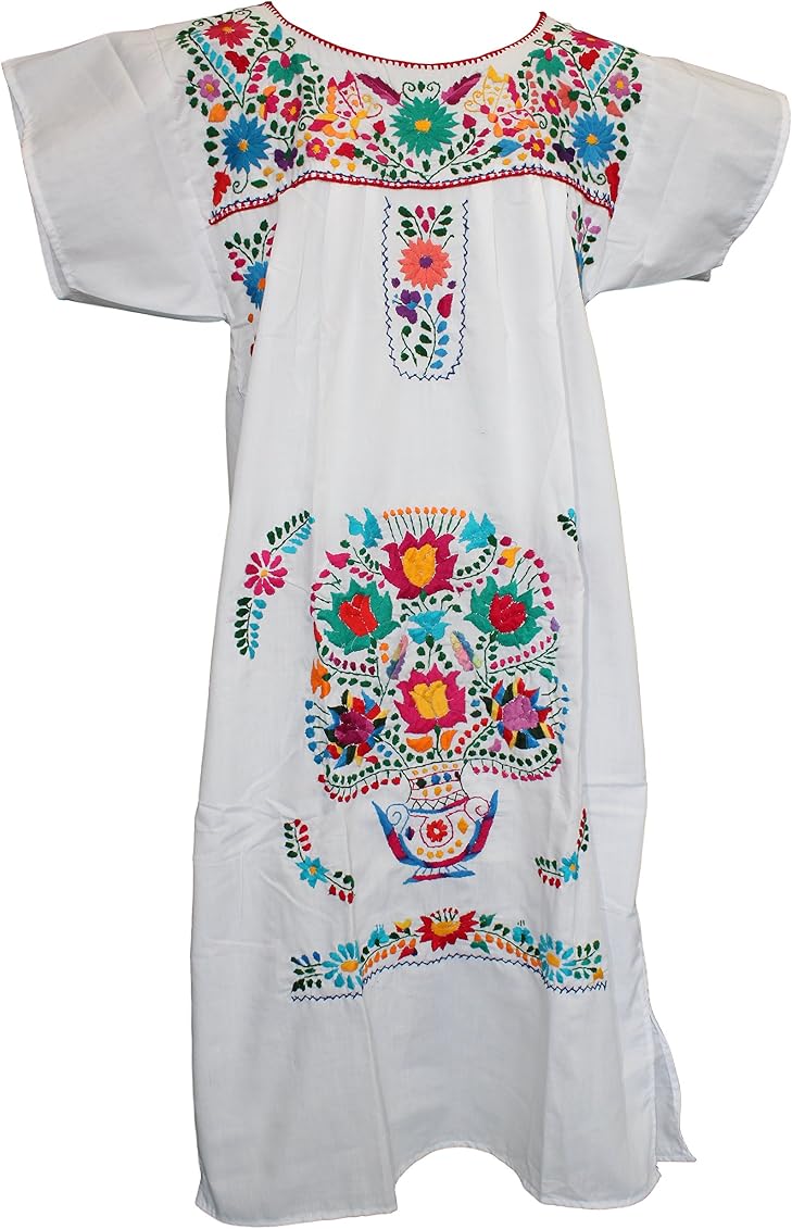 Campesina Women's Puebla Mexican Dress - White (Small) at Amazon Women's  Clothing store