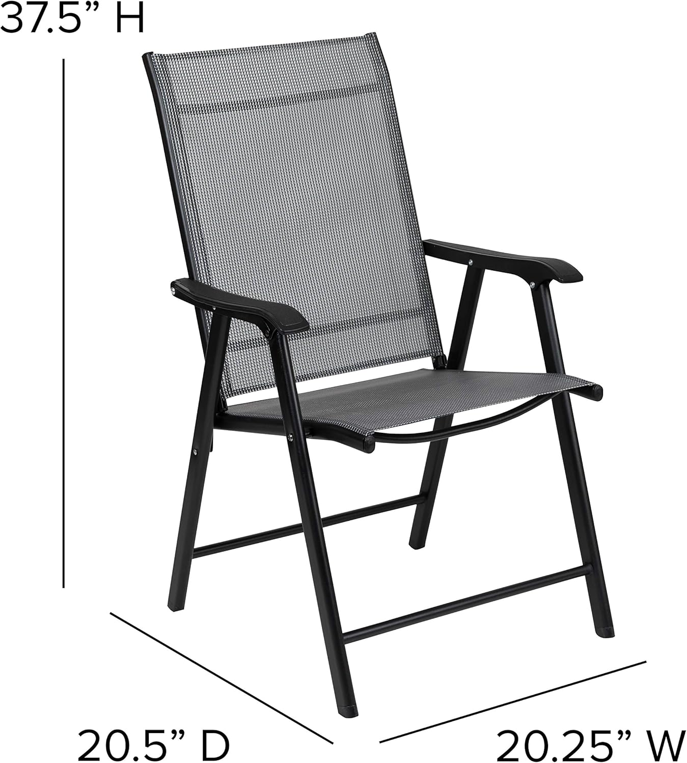 Flash Furniture Black Outdoor Folding Patio Sling Chair (2 Pack) : Garden & Outdoor