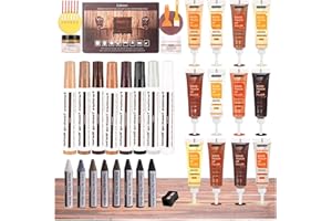 Lifreer Wood Repair Kit, 42 Pcs Furniture Repair Kit - Wood Filler, Touch Up Marker, Wood Putty, Wood Crayon for Scratch, Cracks, Stains, Discoloration for Wooden Door, Floor, Table, Cabinet