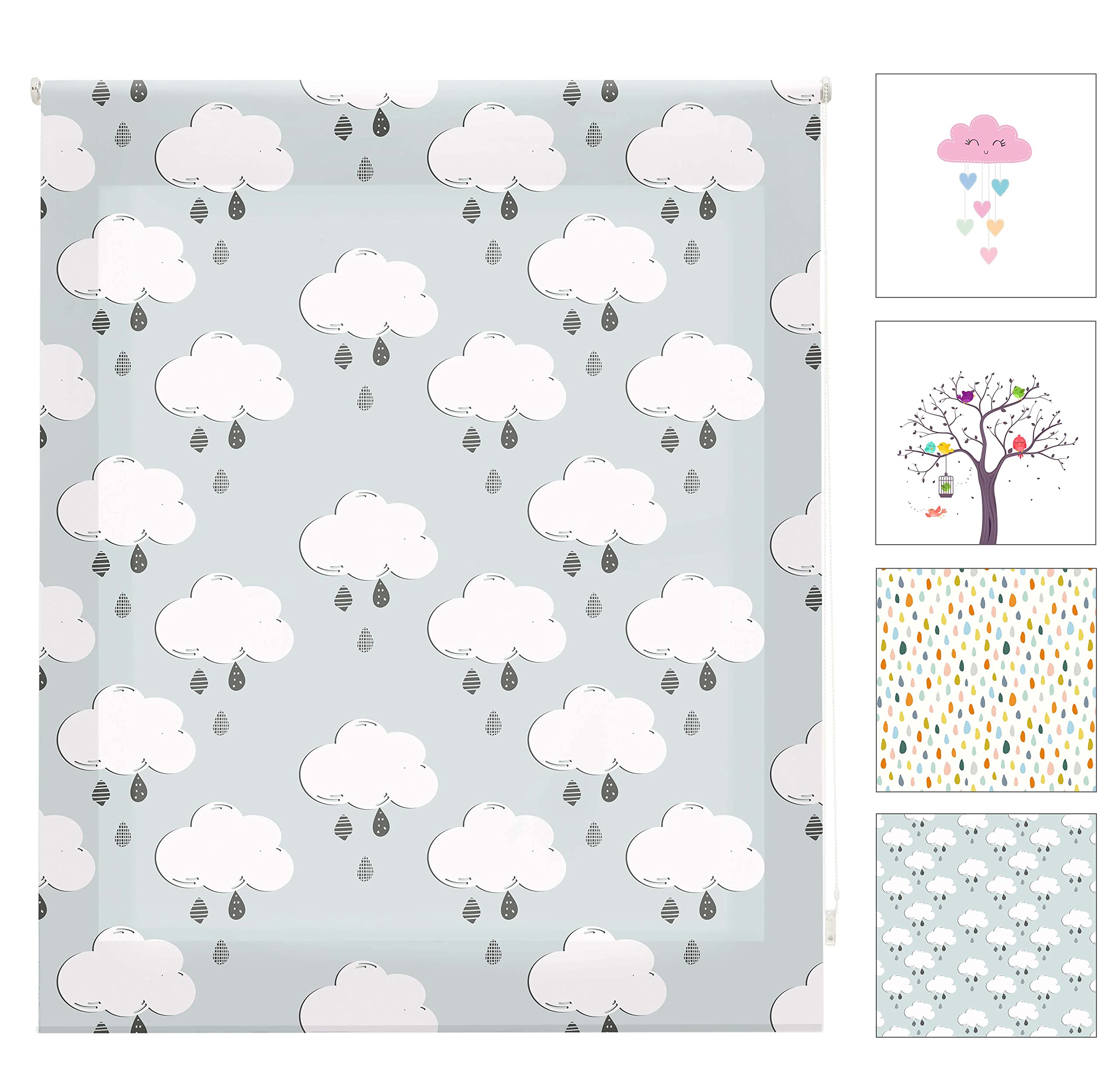 Blindecor Children's Digital | Translucent Roller Blind with Digital Print | Clouds Model | 110 x 180 cm (W x H) Fabric Size 107 x 175 cm | Roller Blinds for Windows