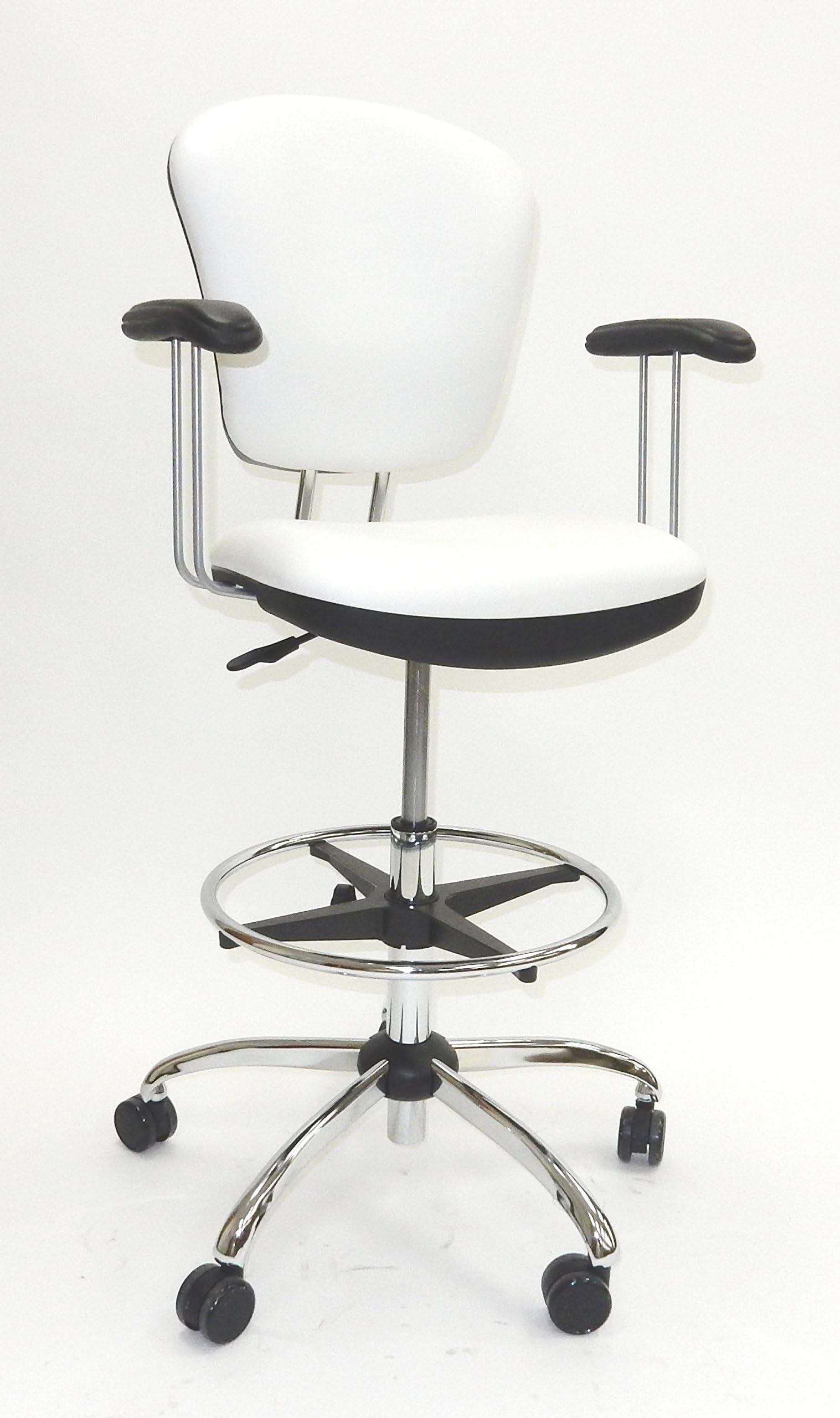 ShopSol 1010296 Lab and Healthcare Seating, 28-Inch Seat Height, White Seat/Back, Chrome Base