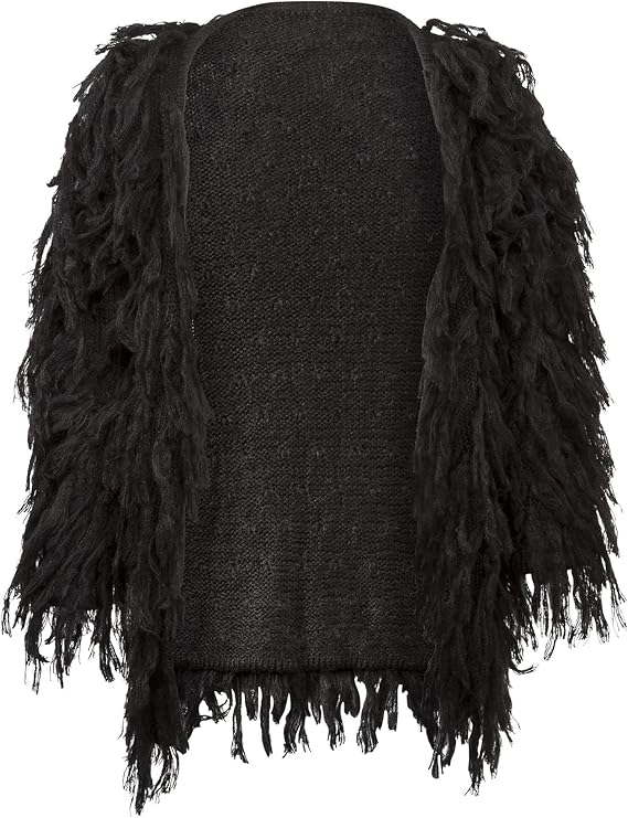 black and white shaggy cardigan