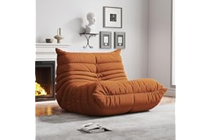 WHGBJA Bean Bag Chairs for Adults, Memory Foam Couch Single Sofa Chair, Soft Teddy Material Cozy Comfy Reading Nook Chairs, Floor Chair for Living Room Bedroom Office (Orange)