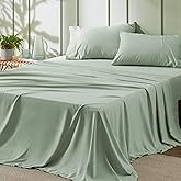Bedsure Queen Sheet Set - 4 Pieces Soft Queen Size Sheets - Breathable & Cooling - Hotel Luxury - Easy Care Polyester Microfiber Bedding for Women, Men, Sage Green