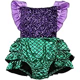 Baby Girl Sequins Mermaid Bodysuit Romper Jumpsuit Outfit Sunsuit Clothes