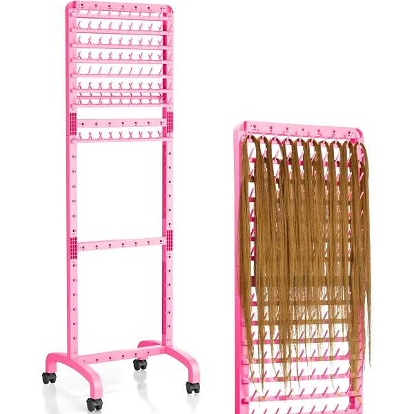 Perchero De Pie Para Trenzar Cabello Ajustable En Altura - 144 Pinzas, Soporte Doble Cara, Organizador Profesional