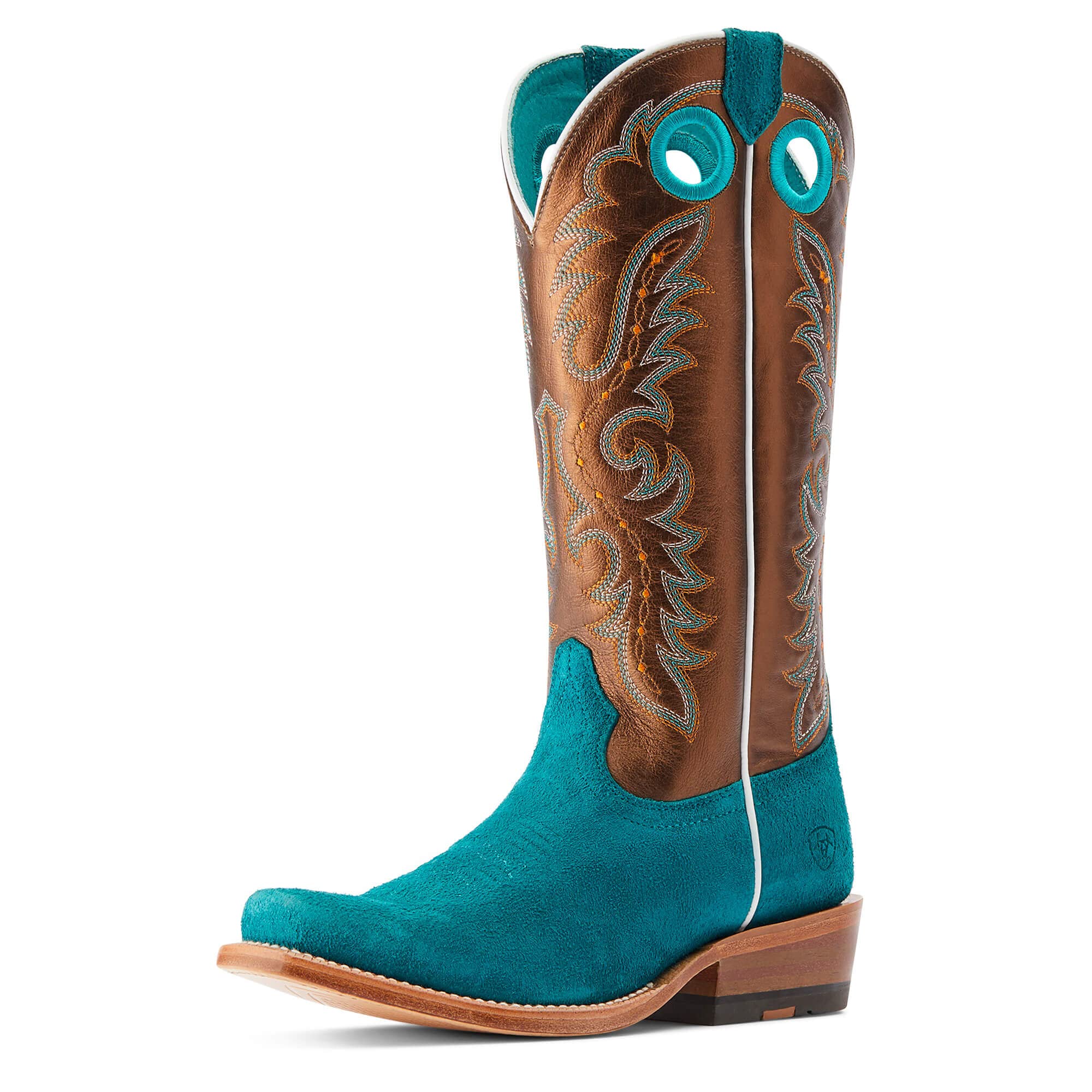 ARIAT BMVY9 Womens Futurity Boon Western Boot Ancient Turq Roughout/Gilded Mocha 8.5