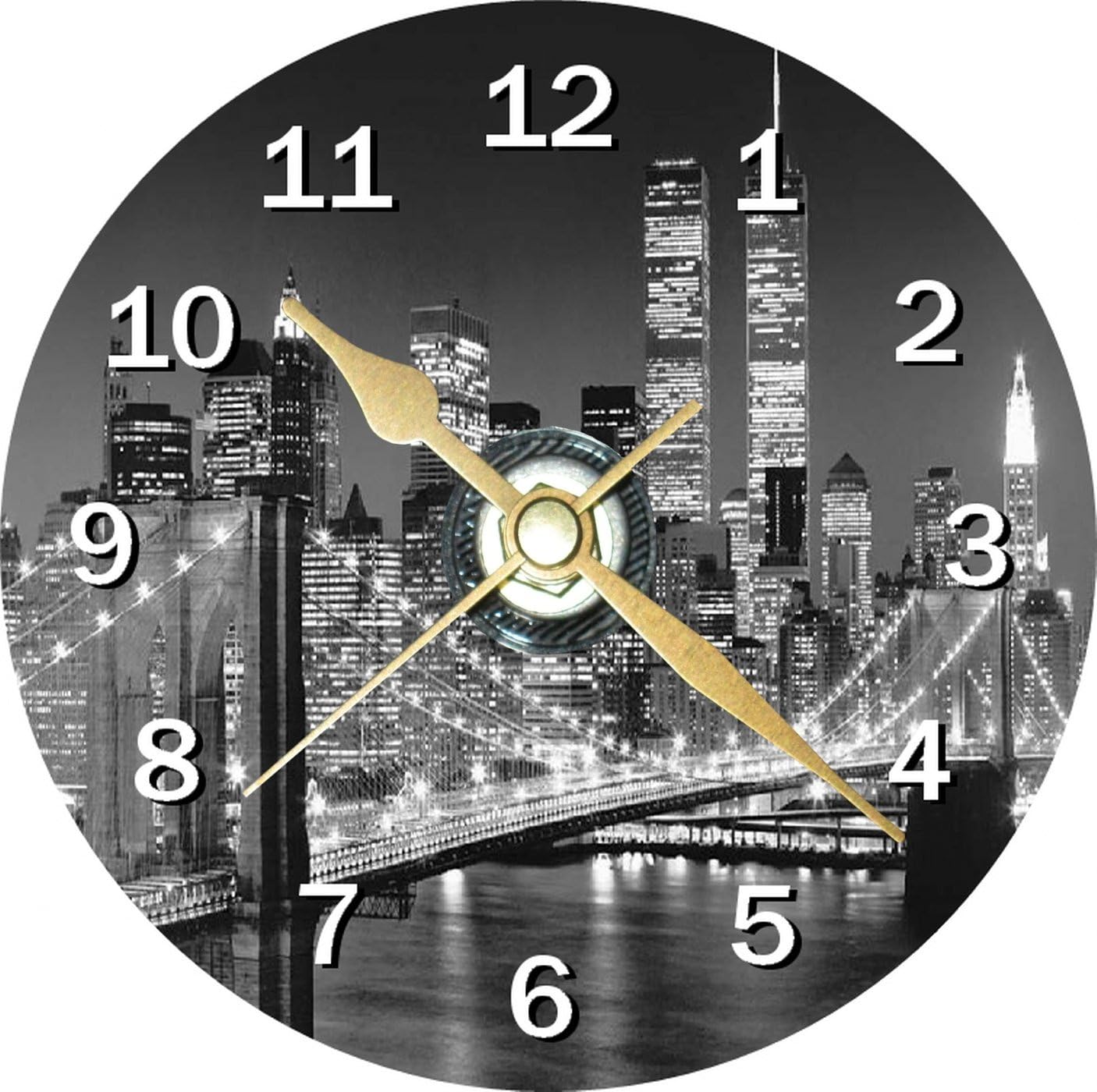 New York Cityscape Novelty 12cm Cd Clock + Free Desktop Stand