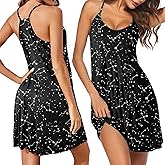 Ekouaer Women Nightgowns Sleeveless Sleepwear Spaghetti Strap Racerback Pajama Dress Nightshirt S-XXL