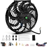 12 inch Electric Radiator Cooling Fan 12V 80W with Thermostat Wiring Switch Relay Kit Black