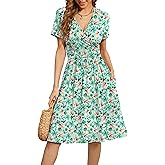 WEACZZY Women's 2026 Fall Long Sleeve Casual Dresses Wrap V-Neck Semi Formal Party Dress with Pockets