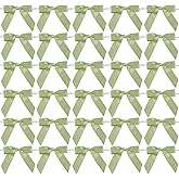 AIMUDI Sage Green Satin Ribbon Bows 2.5" Pretied Twist Tie Bows for Treat Bags Cake Pop Gift Wrapping Basket Cookie Candy Bagging Party Favors- 50 Counts