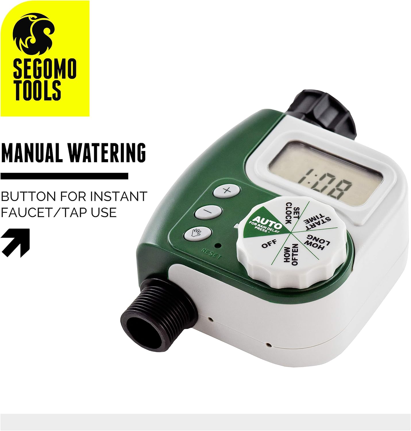 Segomo Tools Programmable and Weatherproof Single Outlet Hose Faucet Digital Watering Timer - WT1: Home & Kitchen