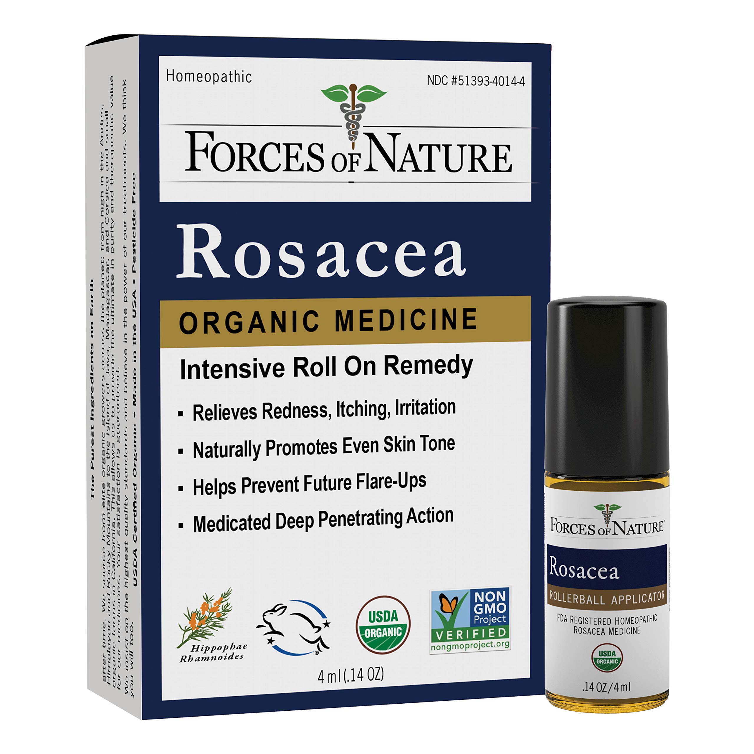 Forces of Nature Natural, Organic Rosacea Treatment Fast Acting, Relief for Redness, Pimples, Dryness, & Irritation, Facial Care to Repair Skin, Even Skin Tone, Non-GMO, 0.14 Fl Oz