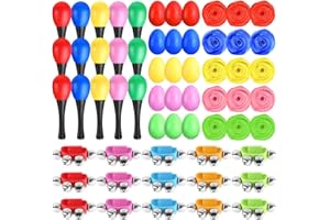 Auidy_6TXD 60 Pcs Egg Shakers Musical Instruments Music Party Favor for Kids Learning Percussion Toy, Christmas Wrist Jingle Bells, Maracas Rattle Shaker Sand Hammers, and Music Scarf