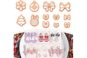Puocaon Christmas Polymer Clay Cutters - 12 Pcs Cute Bow Clay Cutters for Polymer Clay Jewelry Earrings, Christmas Tree Ornament Bow