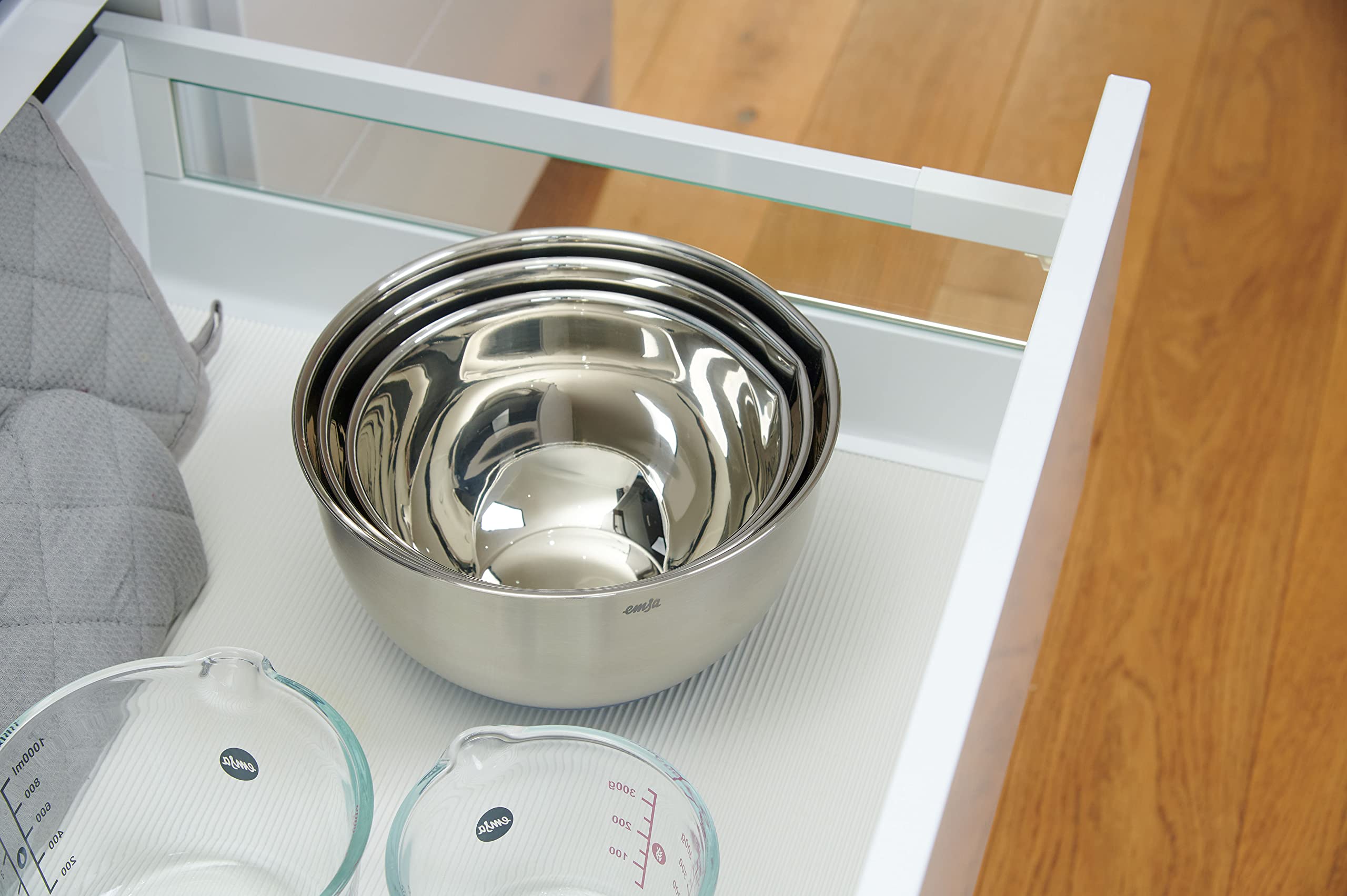 Emsa Prep&Bake Rührschüssel aus Edelstahl 18 cm, Rutschfester Boden, Kratzfest, Edelstahl Schüssel mit Ausgießrand, Stapelbar, Rosa, K3271834 7