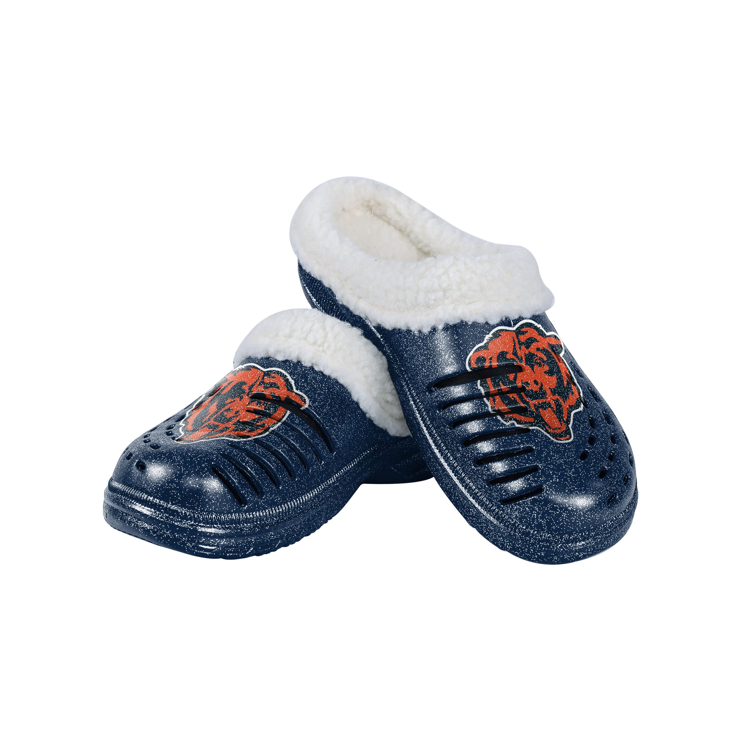 FOCO Chicago Bears NFL Womens Sherpa Lined Glitter Clog - M Image
