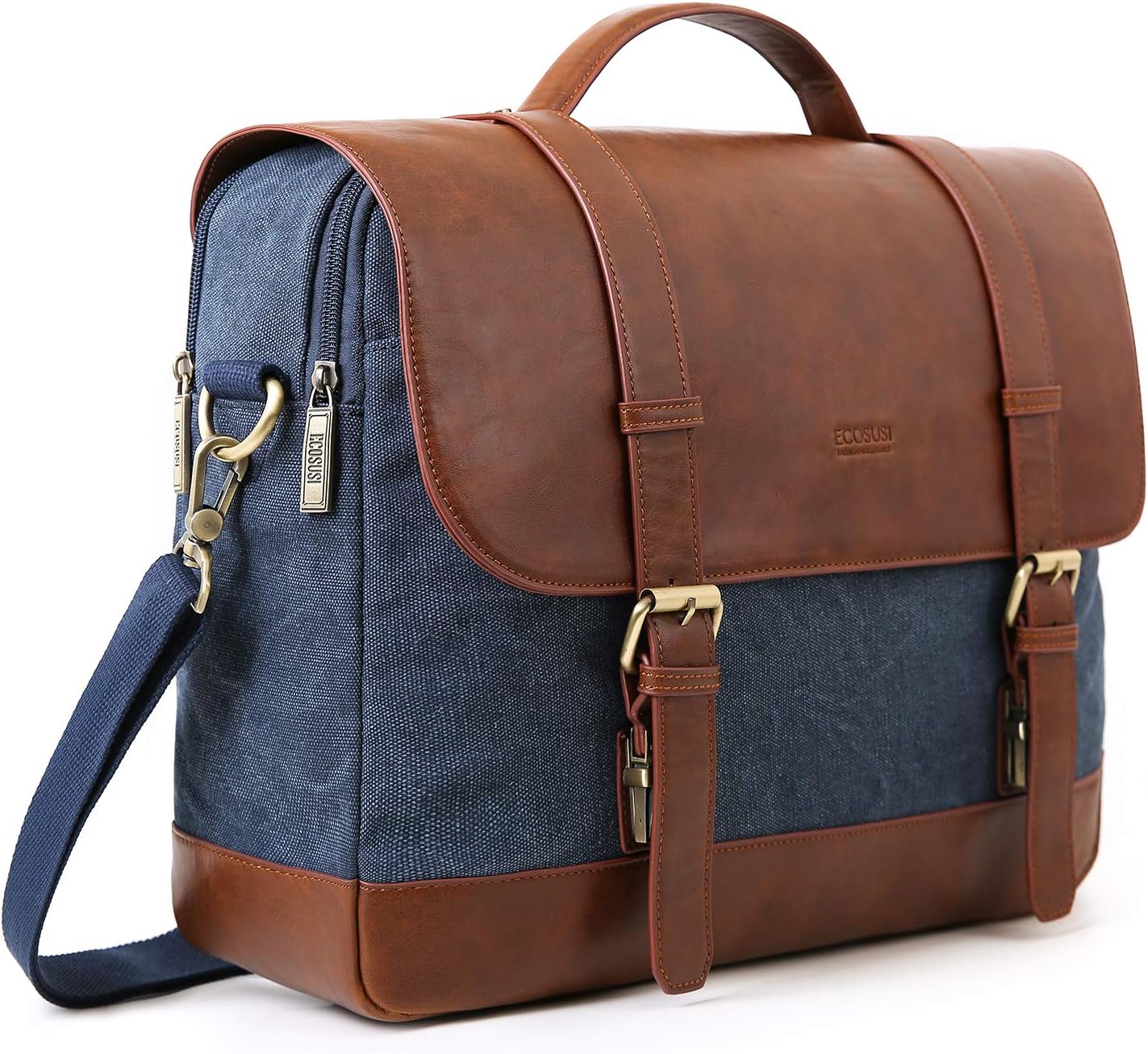 ECOSUSI Messenger Bag Vintage Briefcases for Men Waxed
