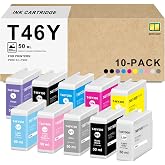 T46 T46Y Ink Cartridge Ultrachrome Pro10 Remanufactured for SC-P900 Printer | Remanufactured T46YD T46Y1 T46Y2 T46Y3 T46Y4 T46Y5 T46Y6 T46Y7 T46Y8 T46Y9 Ink for SureColor P900 Printer Ink, 10-Pack