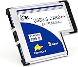 CSL - USB 3.0 SuperSpeed PCMCIA Express Card (54mm / 2 Port / compatible Windows 10 ) for Notebook Laptop | Internal USB 3.0 Hub