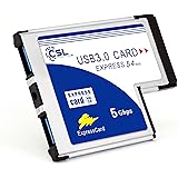 CSL - USB 3.0 SuperSpeed PCMCIA Express Card (54mm / 2 Port / compatible Windows 10 ) for Notebook Laptop | Internal USB 3.0 Hub