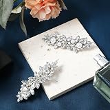 Sibba Flower Hair Clips 2 Pack Silver Bridal Prom Hair Pins Crystal Bling view 8