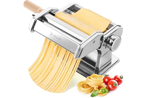 3-in-1 Pasta Maker, 9 Thickness Settings, Dough Rollers & 2 Size Cutters | Stainless Steel Construction, Sturdy & Durable, Ea