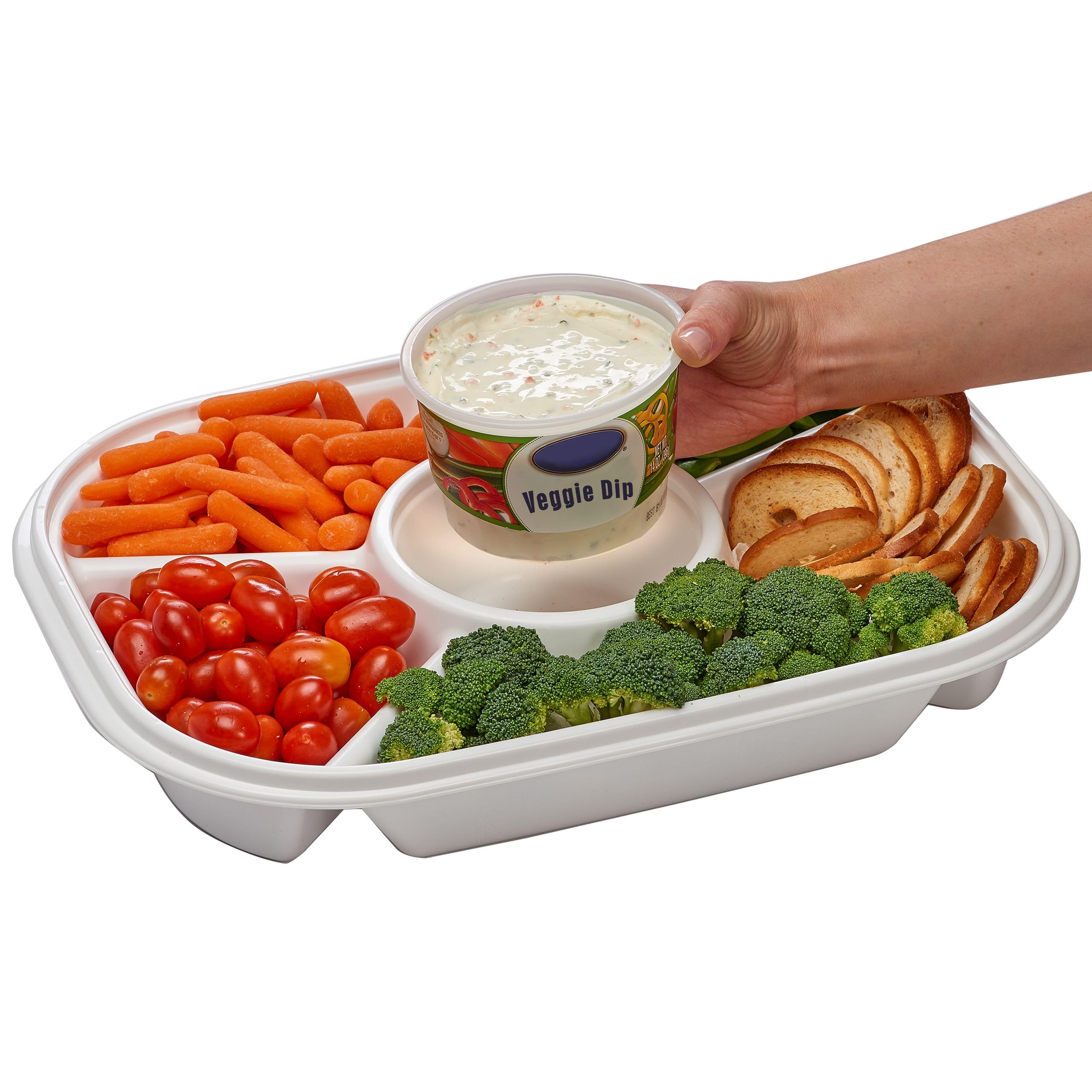 Buddeez jumbo divided serving tray with lid and six removable bins