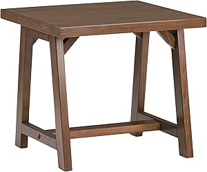 Simpli Home 3AXCSAW-02 Sawhorse Solid Wood 22 inch Wide Square Modern Industrial End Side Table in Medium Saddle Brown
