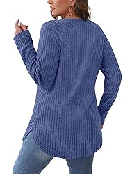 Saloogoe Long Sleeve Shirts Casual Lounge Tunic