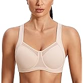SYROKAN High Impact Sports Bras for Women High Support Unlined Underwire Racerback No Uniboob Workout Bra