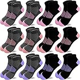 JAMEGIO 12 Pairs Girls Ankle Socks - Running, Athletic, Low Cut Socks for Little to Big Girls