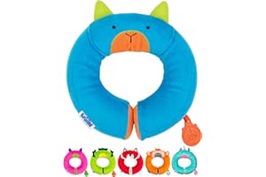Trunki Kid's Travel Neck Pillow and Chin Rest | Support Sleepy Heads in The Car Seat, Plane, Bike or Pram | Yondi Small Bert (Blue)