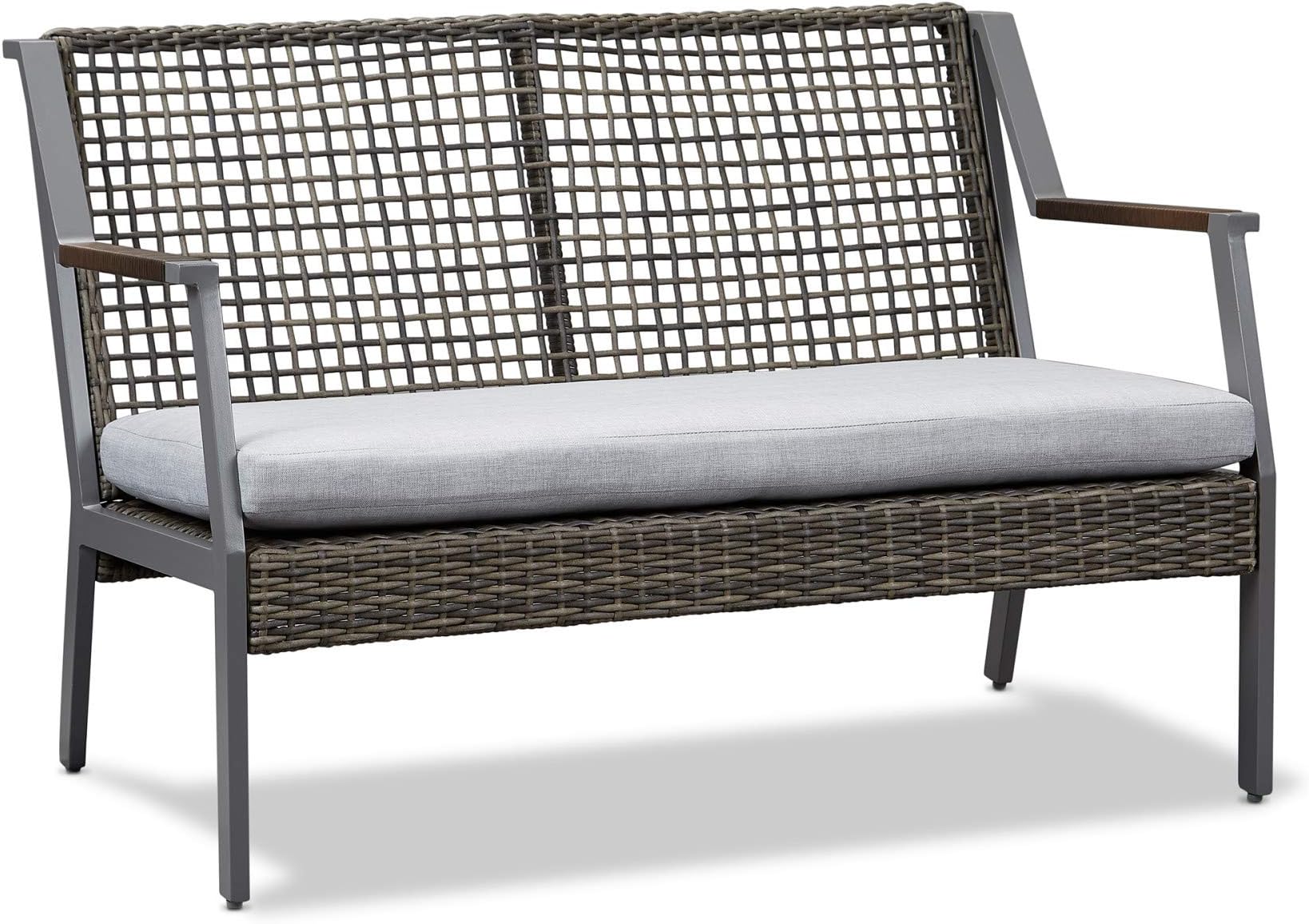 Real Flame Calvin Outdoor Loveseat, Two-Seater Couch, Powdered Aluminum Frame with Resin Wicker Weave