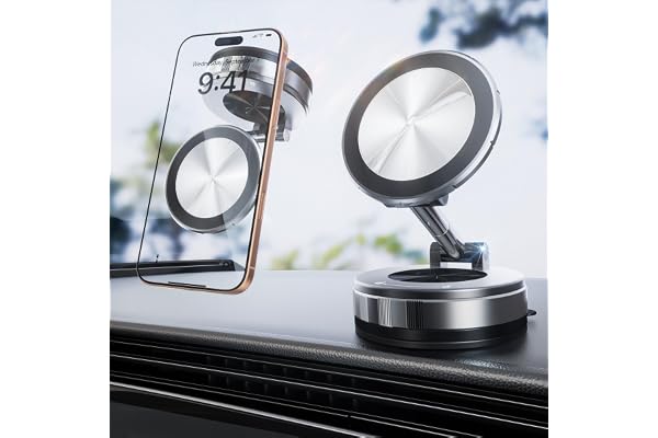 Phone Holder Car for Magsafe, [Military-Grade Metal 80+LBS Hyper Suction & 4400gf Magnetic] 360° Adjustable Car Phone Holder