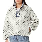 Fuzzy Fleece Jacket Women Long Sleeve Half Button Down Tops Casual Sherpa Pullover Sweatshirt Warm Winter Outerwear