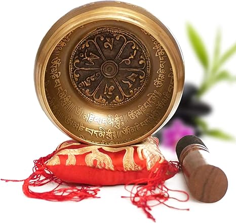 Cuenco Tibetano Hecho a Mano en Nepal Ø11.43cm – Cojín, Mazo de Madera, Caja Lokta [Garantía Satisfacción 30 Días]: Amazon.es: Instrumentos musicales