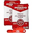 Arrowhead Mills Organic Unbleached All-Purpose Flour, 5 lb Bag (Pack of 2) with By The Cup Swivel Spoons