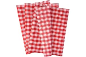 MUNILAIL 100 Sheets Gingham Tissue Paper 14 x 20 Inches Red and White Checkered Tissue Paper for Gift Bags Bulk Wrapping Papers for Birthday Gift Packing Crafts