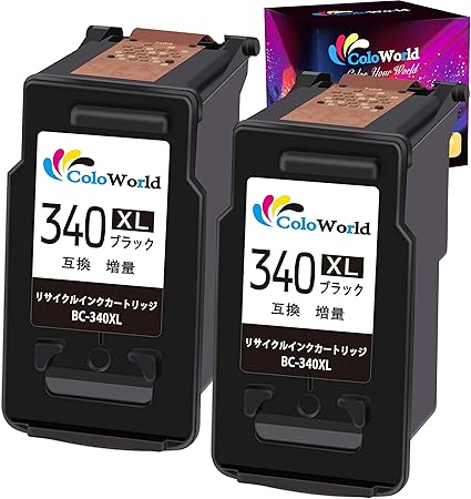 Amazon Coloworld 340xl Canon キヤノン 用 340xlブラック 2個セット リサイクルインクカートリッジ 大容量 染料 再生インク 残量表示付 対応機種 Pixus Ts5130 Mg3630 Mg3530 Mg3230 Mg4230 Mg2130 Mg3130 Mg4130 Mx513 Mx523 Coloworld インクカートリッジ 通販