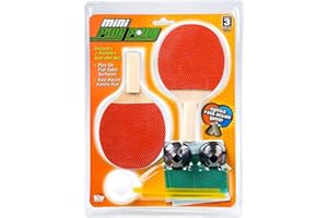 HAPPY DEALS ~ Mini Ping Pong Set - Table Tennis - 2 Paddles, Ping Pong Ball and Net - Individually Carded Toy for Ages 8 +