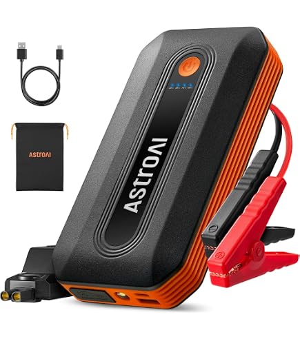 FLYLINKTECH 5000A Booster Batterie Voiture Avec Compresseur - Démarreur Portable Puissant (Essence/Diesel 10L) 12V, Gonfleur 150 PSI, Écran LED, 20000mAh
