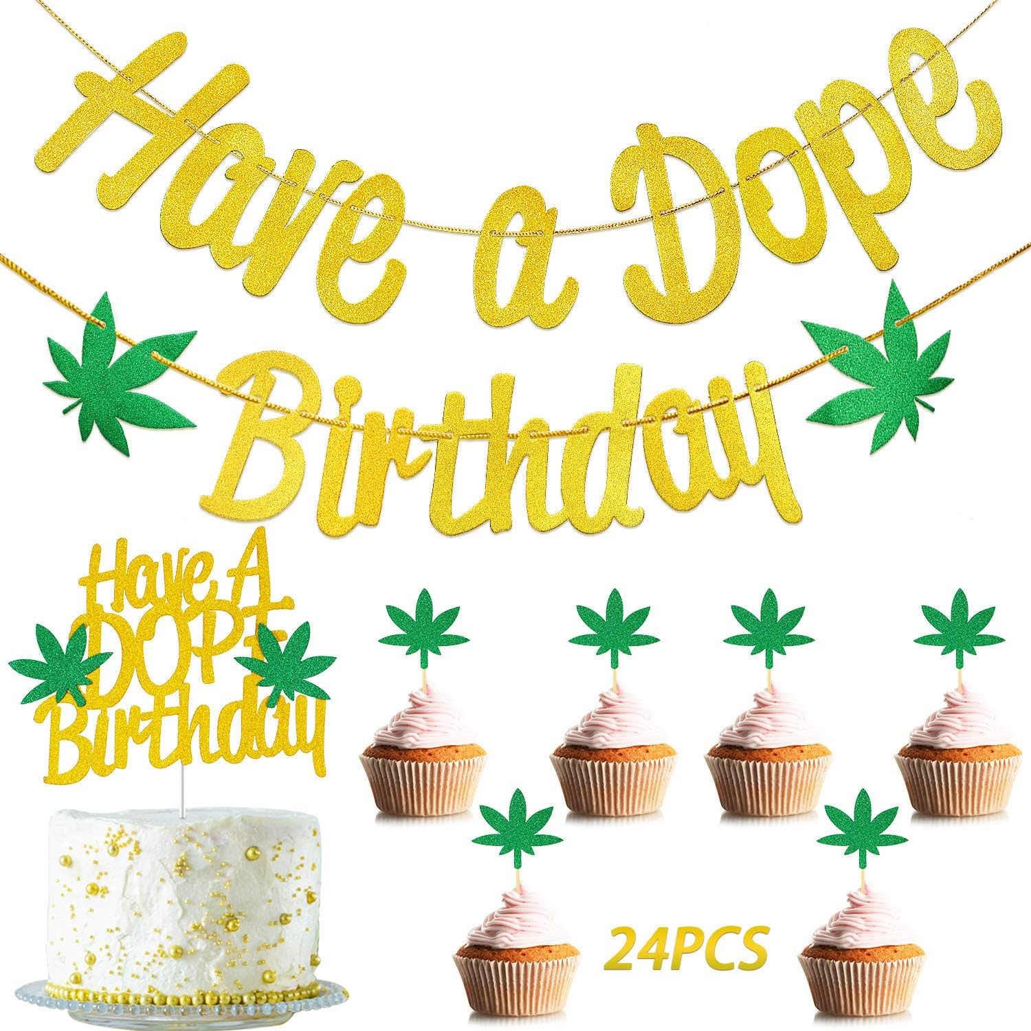 Decorations A Gateau Et Accessoires Cuisine Arts De La Table 27th Anniversaire 14 Weed Cannabis Leaf Food Tasse Gateau Picks Decorations Toppers