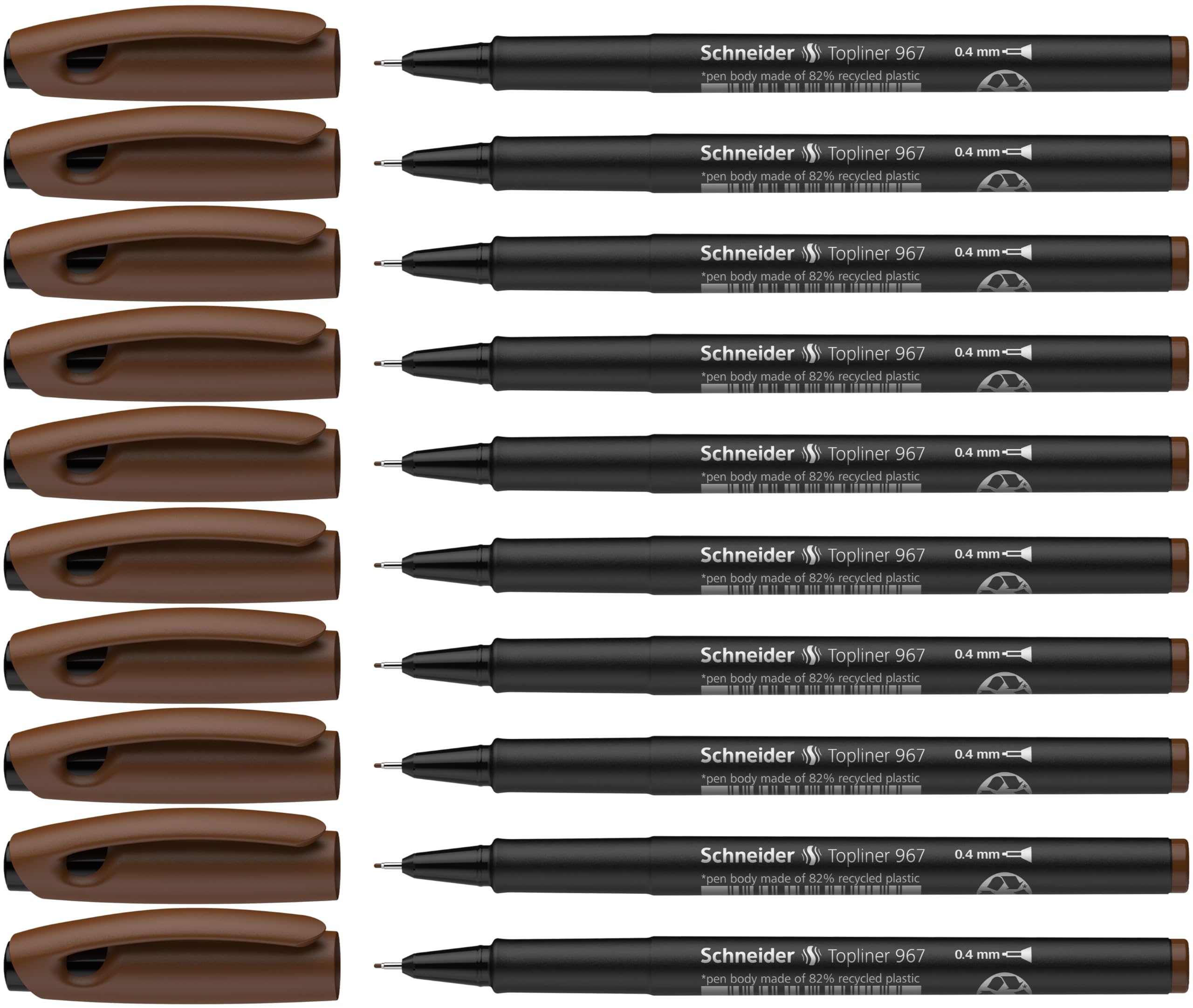Schneider Fine Writer Topliner 967 10 Pack 0.4 mm Brown